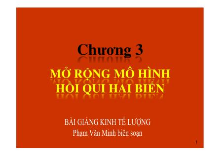 Bài giảng Kinh tế lượng - Chương 3: Mở rộng mô hình hồi quy hai biến - Phạm Văn Minh