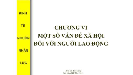 Bài giảng Kinh tế nguồn nhân lực - Chương 6: Một số vấn đề xã hội đối với người lao động - Trần Thị Thu Trang