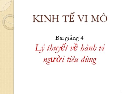 Bài giảng Kinh tế vi mô - Bài 4: Lý thuyết về hành vi người tiêu dùng