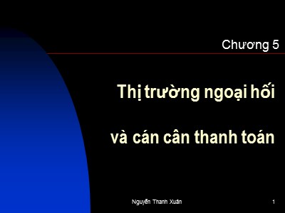 Bài giảng Kinh tế vĩ mô - Chương 5: Thị trường ngoại hối và cán cân thanh toán