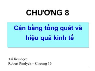 Bài giảng Kinh tế vi mô - Chương 8: Cân bằng tổng quát hiệu quả kinh tế - Trương Quang Hùng