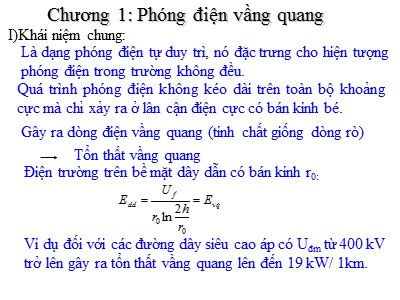 Bài giảng Kỹ thuật cao áp - Chương 1: Phóng điện vầng quang