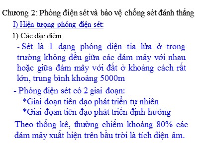 Bài giảng Kỹ thuật cao áp - Chương 2: Phóng điện sét và bảo vệ chống sét đánh thẳng