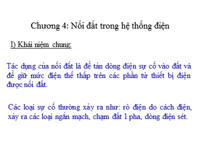 Bài giảng Kỹ thuật cao áp - Chương 4: Nối đất trong hệ thống điện