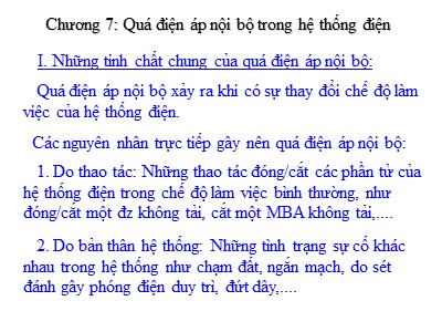 Bài giảng Kỹ thuật cao áp - Chương 7: Quá điện áp nội bộ trong hệ thống điện