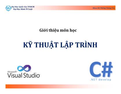 Bài giảng Kỹ thuật lập trình - Giới thiệu môn học