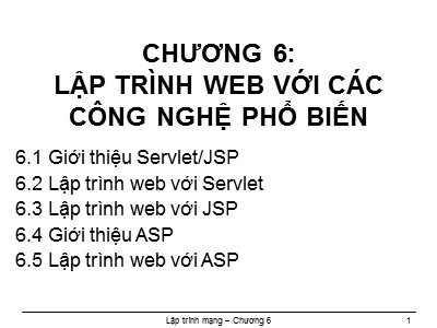 Bài giảng Lập trình ứng dụng Web - Chương 6: Lập trình web với các công nghệ phổ biến - Lê Văn Hiệp