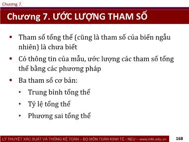 Bài giảng Lý thuyết xác suất và thống kê toán - Phần 2: Thống kê toán - Chương 7: Ước lượng tham số