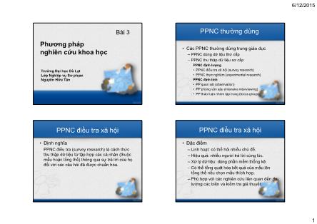 Bài giảng môn Phương pháp nghiên cứu khoa học - Chương 3