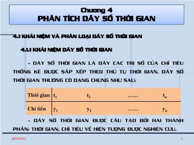 Bài giảng Nguyên lý thống kê kinh tế - Chương 4: Phân tích dãy số thời gian - Nguyễn Văn Phong