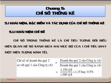 Bài giảng Nguyên lý thống kê kinh tế - Chương 5: Chỉ số thống kê - Nguyễn Văn Phong