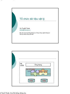 Bài giảng Nhập môn cơ sở dữ liệu - Chương 5: Tổ chức dữ liệu vật lý - Vũ Tuyết Trinh