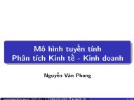 Bài giảng Phân tích kinh tế, kinh doanh - Chương 10: Mô hình tuyến tính - Nguyễn Văn Phong