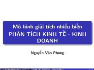 Bài giảng Phân tích kinh tế, kinh doanh - Chương 12: Mô hình giải thích nhiều biến - Nguyễn Văn Phong