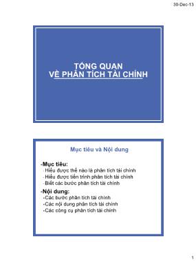 Bài giảng Phân tích tài chính - Chương 1: Tổng quan về phân tích tài chính