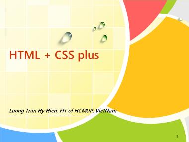 Bài giảng Phát triển ứng dụng Web. Web Programming - Chương 3: HTML + CSS plus