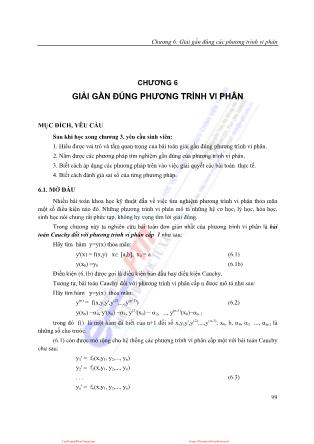 Bài giảng Phương pháp số - Chương 6: Giải gần đúng phương trình vi phân