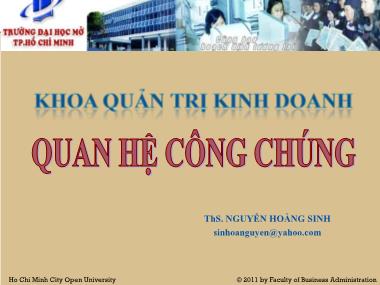 Bài giảng Quan hệ công chúng - Nguyễn Hoàng Sinh