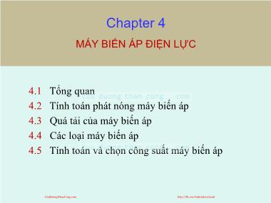 Bài giảng Thiết kế đường dây và trạm biến áp - Chương 6: Máy biến áp điện lực