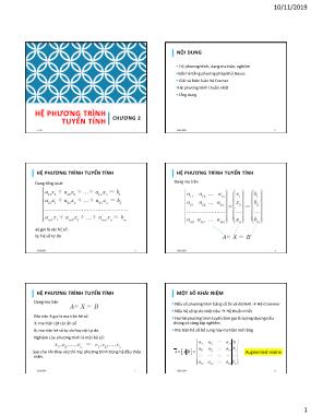 Bài giảng Toán cao cấp 2 - Chương 2: Hệ phương trình tuyến tính