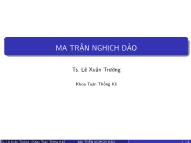 Bài giảng Toán cao cấp - Bài 3: Ma trận nghịch đảo - Lê Xuân Trường