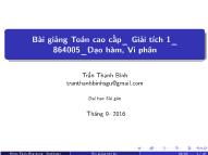 Bài giảng Toán cao cấp - Giải tích 1 - Trần Thanh Bình