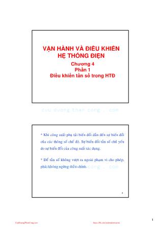 Bài giảng Vận hành và điều khiển hệ thống điện - Chương 4, Phần 1: Điều khiển tần số trong hệ thống điện