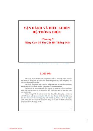 Bài giảng Vận hành và điều khiển hệ thống điện - Chương 5: Nâng cao độ tin cậy hệ thống điện