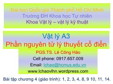 Bài giảng Vật lý đại cương - Chương 4: Lý thuyết cổ điển về vật lý nguyên tử