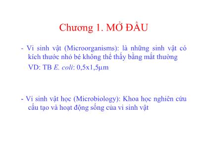 Bài giảng Vi sinh thực phẩm - Chương 1: Mở đầu