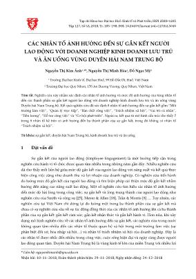 Các nhân tố ảnh hưởng đến sự gắn kết người lao động với doanh nghiệp kinh doanh lưu trú và ăn uống vùng duyên hải Nam Trung Bộ