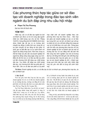 Các phương thức hợp tác giữa cơ sở đào tạo với doanh nghiệp trong đào tạo sinh viên ngành du lịch đáp ứng nhu cầu hội nhập