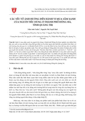 Các yếu tố ảnh hưởng đến hành vi mua sắm xanh của người tiêu dùng ở thành phố Đông Hà, tỉnh Quảng Trị