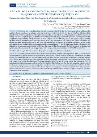Các yếu tố ảnh hưởng tới sự phát triển của các công ty đa quốc gia đến từ châu Mỹ tại Việt Nam