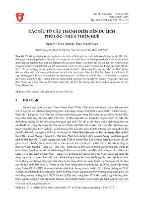 Các yếu tố cấu thành điểm đến du lịch Phú Lộc – Thừa Thiên Huế