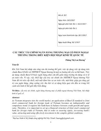 Cấu trúc tài chính ngân hàng thương mại cổ phần ngoại thương trong điều kiện hội nhập kinh tế quốc tế