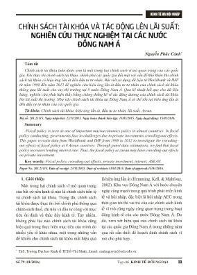 Chính sách tài khóa và tác động lên lãi suất: Nghiên cứu thực nghiệm tại các nước Đông Nam Á