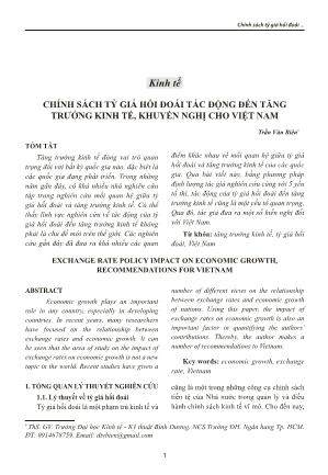 Chính sách tỷ giá hối đoái tác động đến tăng trưởng kinh tế, khuyến nghị cho Việt Nam