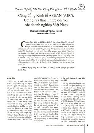 Cộng đồng Kinh tế Asean (AEC): Cơ hội và thách thức đối với các doanh nghiệp Việt Nam