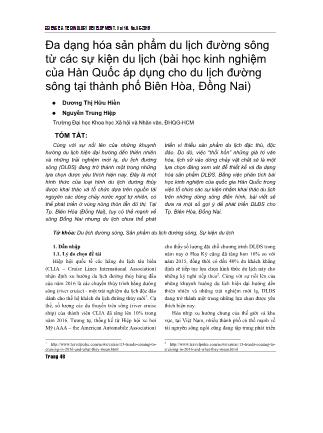 Đa dạng hóa sản phẩm du lịch đường sông từ các sự kiện du lịch (bài học kinh nghiệm của Hàn Quốc áp dụng cho du lịch đường sông tại thành phố Biên Hòa, Đồng Nai)