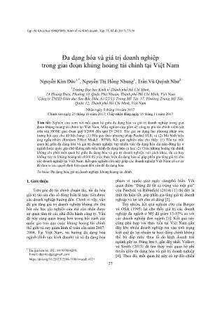 Đa dạng hóa và giá trị doanh nghiệp trong giai đoạn khủng hoảng tài chính tại Việt Nam