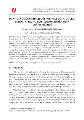 Đánh giá của du khách đối với hoạt động du lịch lễ hội tại trung tâm văn hóa huyền trân thành phố Huế