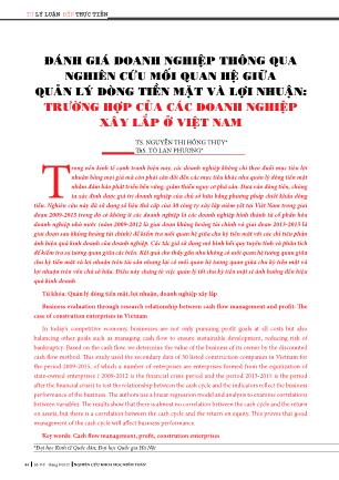 Đánh giá doanh nghiệp thông qua nghiên cứu mối quan hệ giữa quản lý dòng tiền mặt và lợi nhuận: Trường hợp của các doanh nghiệp xây lắp ở Việt Nam