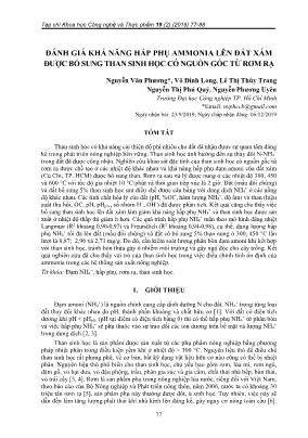 Đánh giá khả năng hấp phụ ammonia lên đất xám được bổ sung than sinh học có nguồn gốc từ rơm rạ