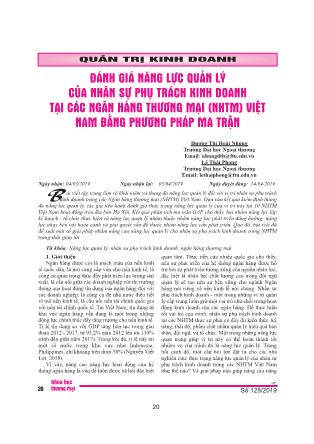 Đánh giá năng lực quản lý của nhân sự phụ trách kinh doanh tại các ngân hàng thương mại (NHTM) Việt Nam bằng phương pháp ma trận