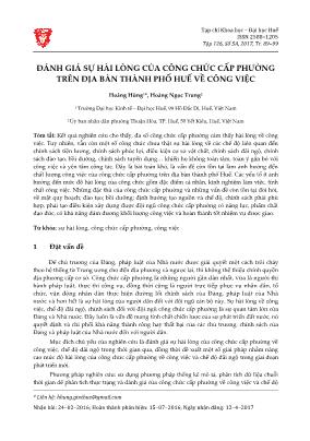 Đánh giá sự hài lòng của công chức cấp phường trên địa bàn thành phố Huế về công việc