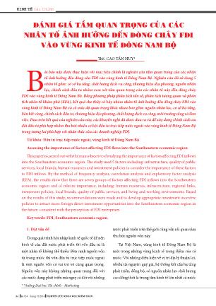 Đánh giá tầm quan trọng của các nhân tố ảnh hưởng đến dòng chảy FDI vào vùng kinh tế Đông Nam Bộ