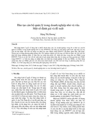 Đào tạo cán bộ quản lý trong doanh nghiệp nhỏ và vừa Một số đánh giá và đề xuất