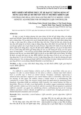 Điều khiển mô hình thực tế xe đạp tự thăng bằng sử dụng giải thuật di truyền tối ưu bộ điều khiển LQR
