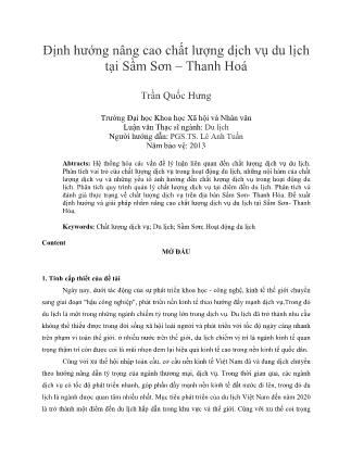 Định hướng nâng cao chất lượng dịch vụ du lịch tại Sầm Sơn – Thanh Hoá